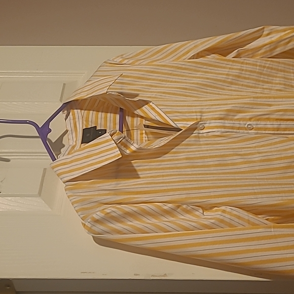 Worthington yellow and white striped dress shirt / collared button up, size m - Picture 2 of 2